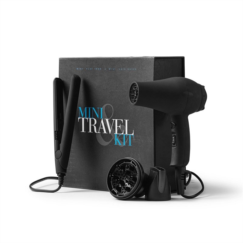 MINI TRAVEL SET BRATT 2520 - cestovné balenie žehlička + fén na vlasy/čierna
