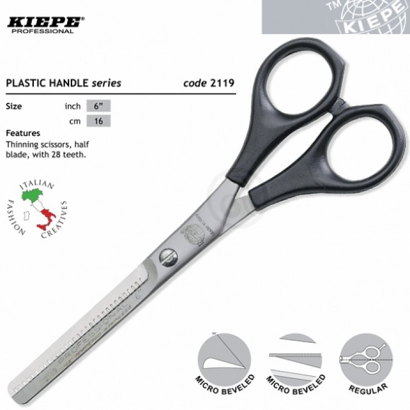 KIEPE SCISSORS ACADEMY PLASTIC HANDLE Kiepe 2119/6´´- profesionálne kadernícke nožnice/efilačné